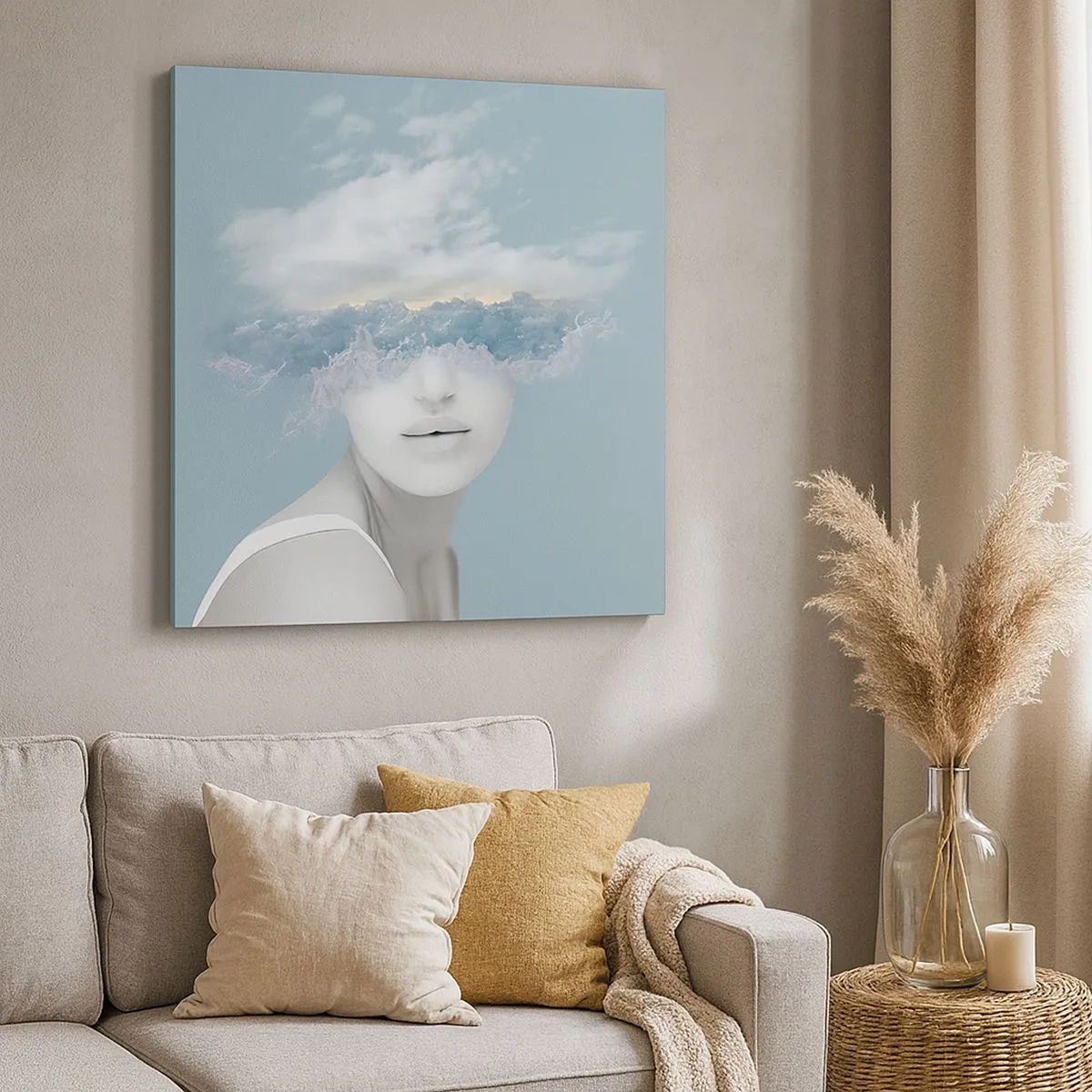 Schilderen op canvas - Met hoofd in de wolken - 30x30 cm