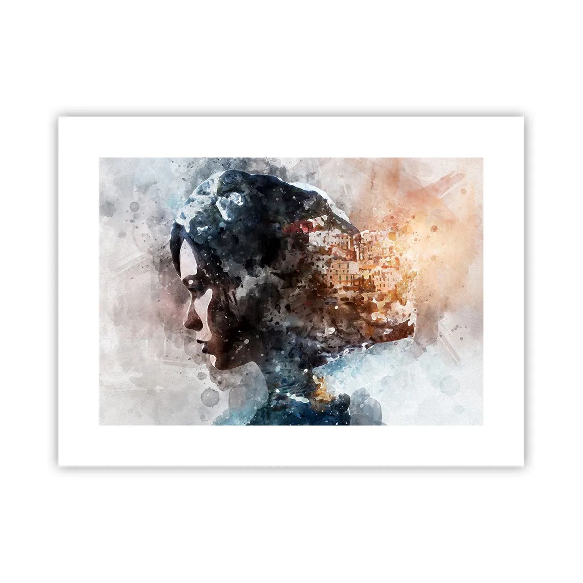 Poster - Een verhaal over een meisje met een stad op de achtergrond - 40x30 cm