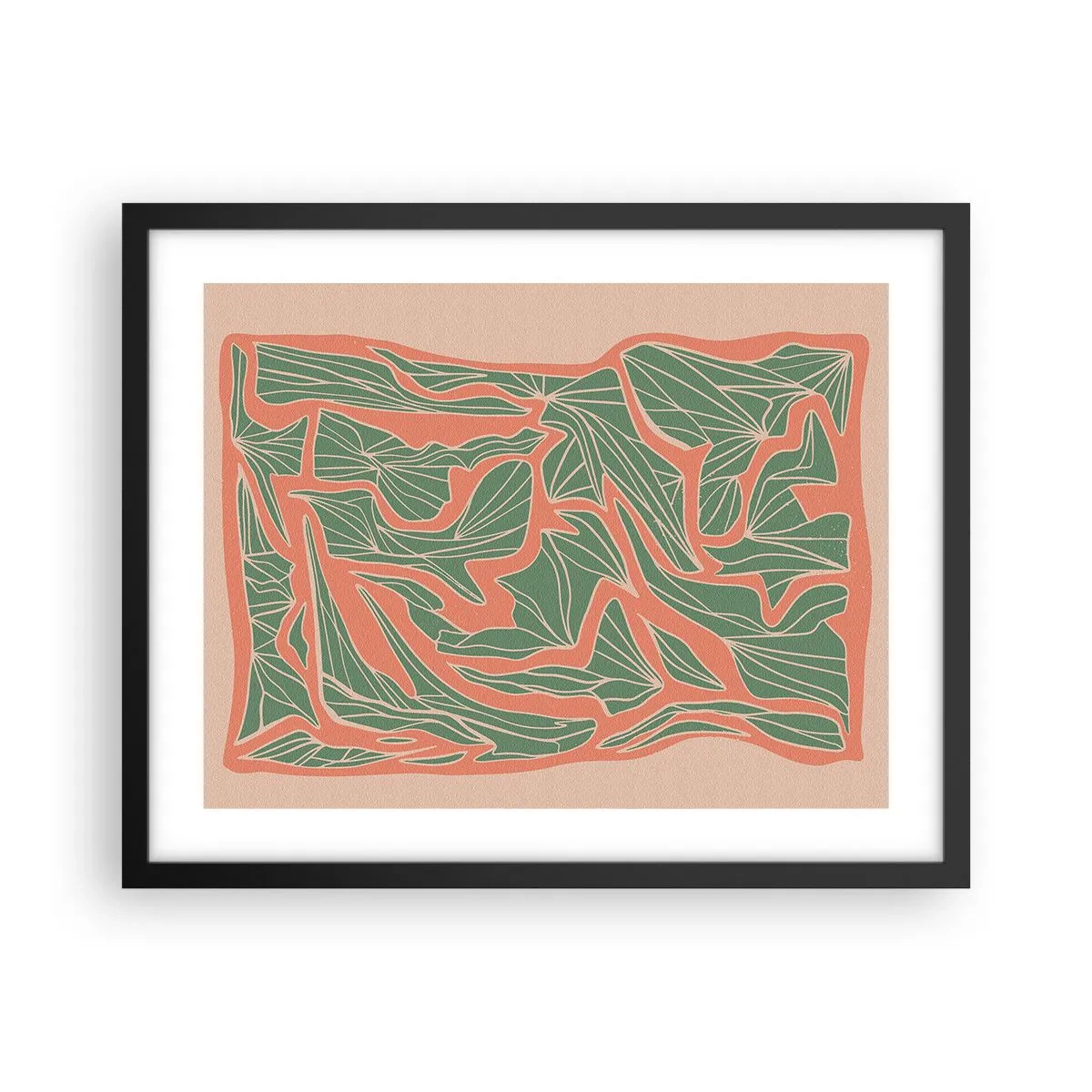 Poster in een zwarte lijst - De strijd tussen koraal en groen - 50x40 cm