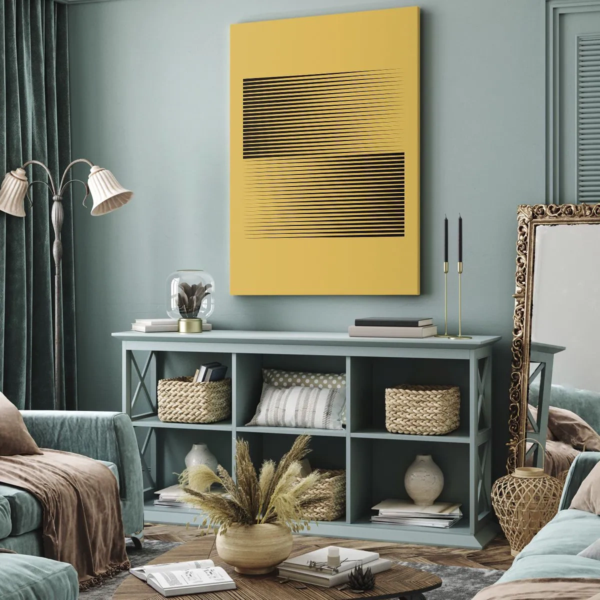 Schilderen op canvas - Vierkant van tegenpolen - 65x120 cm