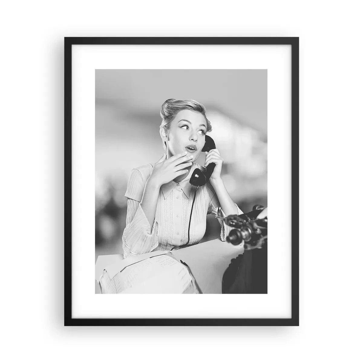 Poster in een zwarte lijst - Hallo, het zijn de jaren 50. - 40x50 cm