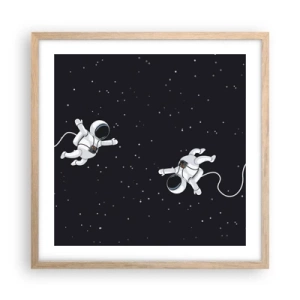 Een poster in een licht eiken lijst - Kosmische dans - 50x50 cm