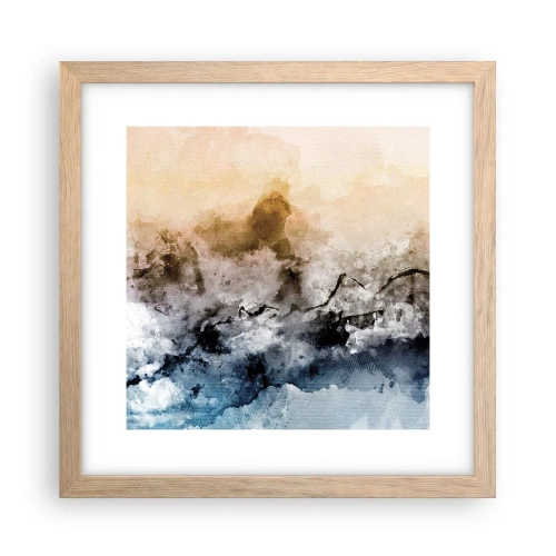 Een poster in een licht eiken lijst - Verdronken in een wolk van mist - 30x30 cm