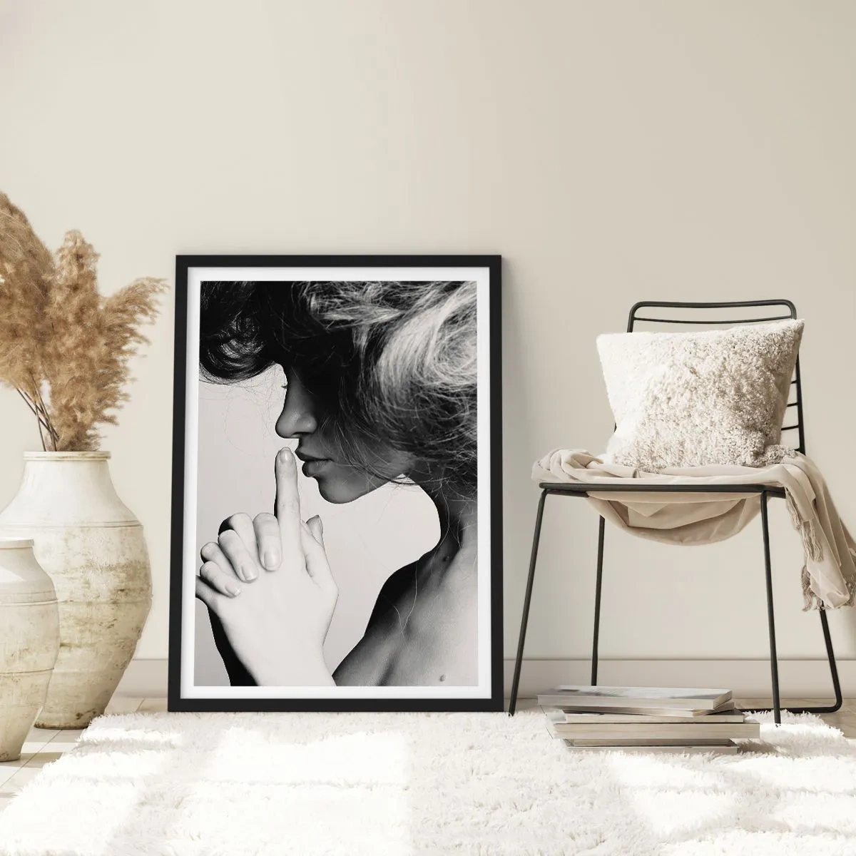 Poster in een zwarte lijst - Luisteren naar zichzelf - 40x50 cm