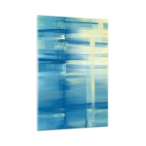 Schilderen op glas - Compositie in turkoois - 80x120 cm