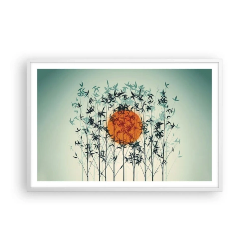 Poster in een witte lijst - Japanse zon - 91x61 cm
