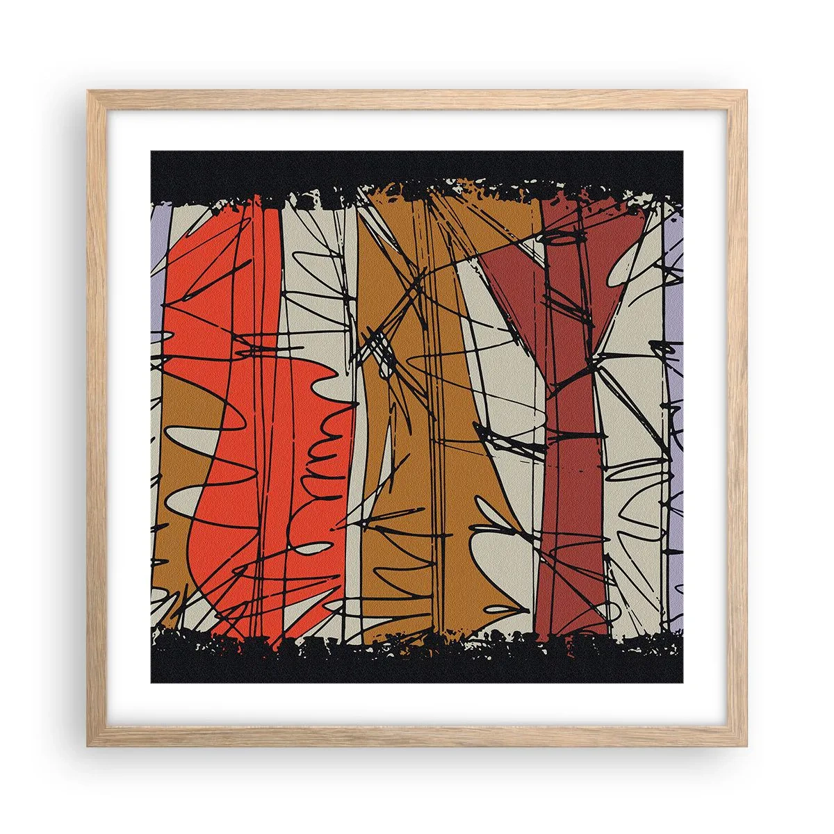 Een poster in een licht eiken lijst - Spontane compositie - 50x50 cm