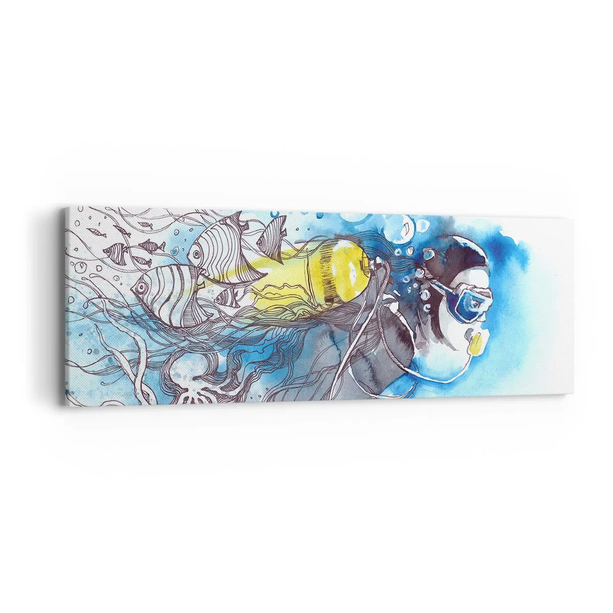 Schilderen op canvas - Geweldig blauw - 90x30 cm