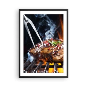 Poster in een zwarte lijst - Gegrilde biefstuk met kruiden - 50x70cm - Sappig en geurig - Moderne wanddecoratie voor woonkamer en slaapkamer ARTTOR