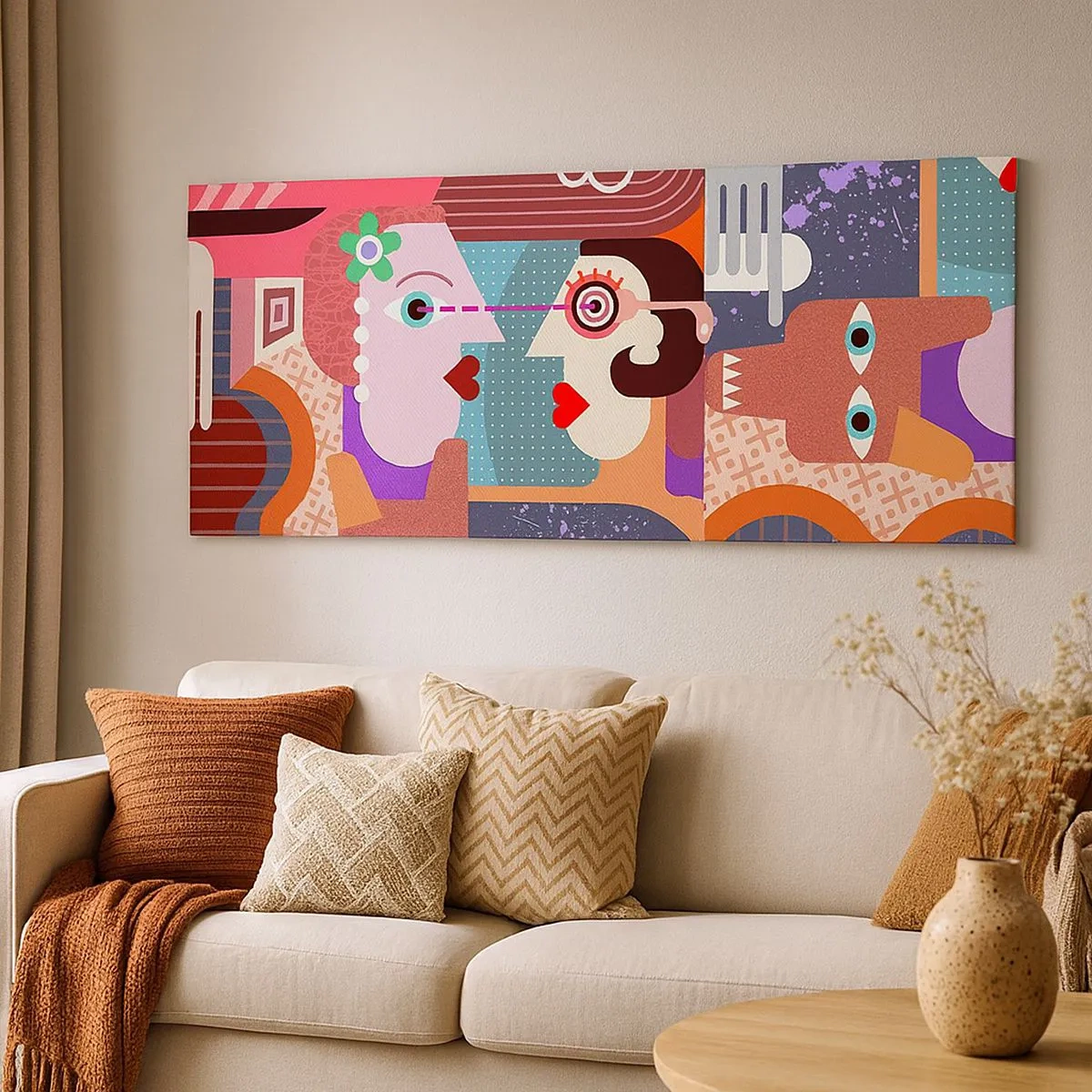 Schilderen op canvas - Oog in oog - 100x40 cm