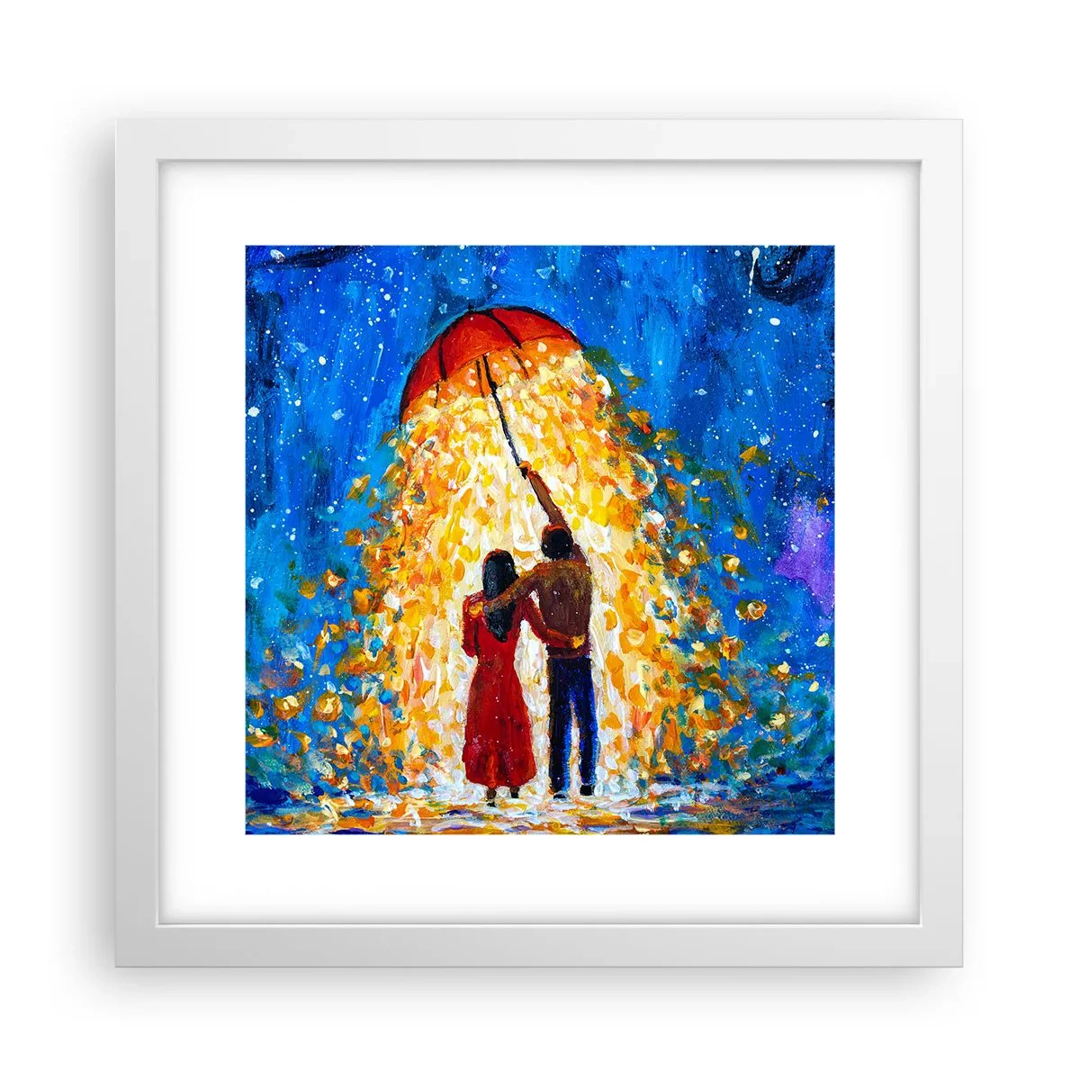 Poster in een witte lijst - De magie van een regenachtige avond? - 30x30 cm