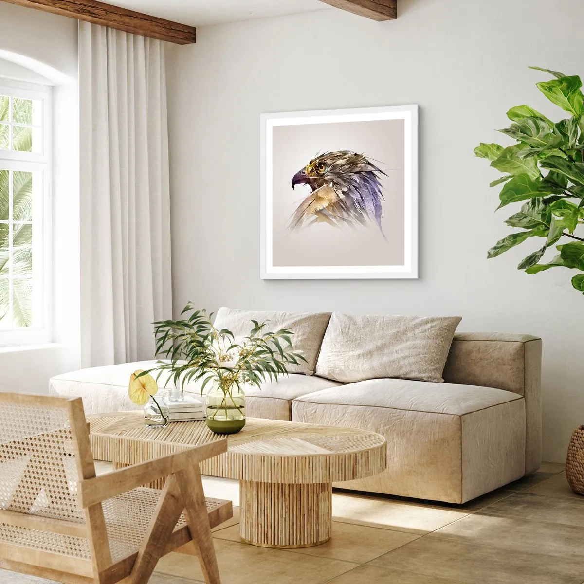 Poster in een witte lijst - Portret van een krijger - 50x50 cm