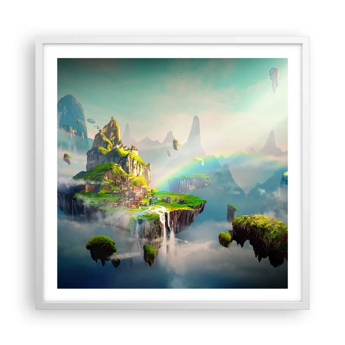 Poster in een witte lijst - Midden in de lucht - gelukkige eilanden - 60x60 cm