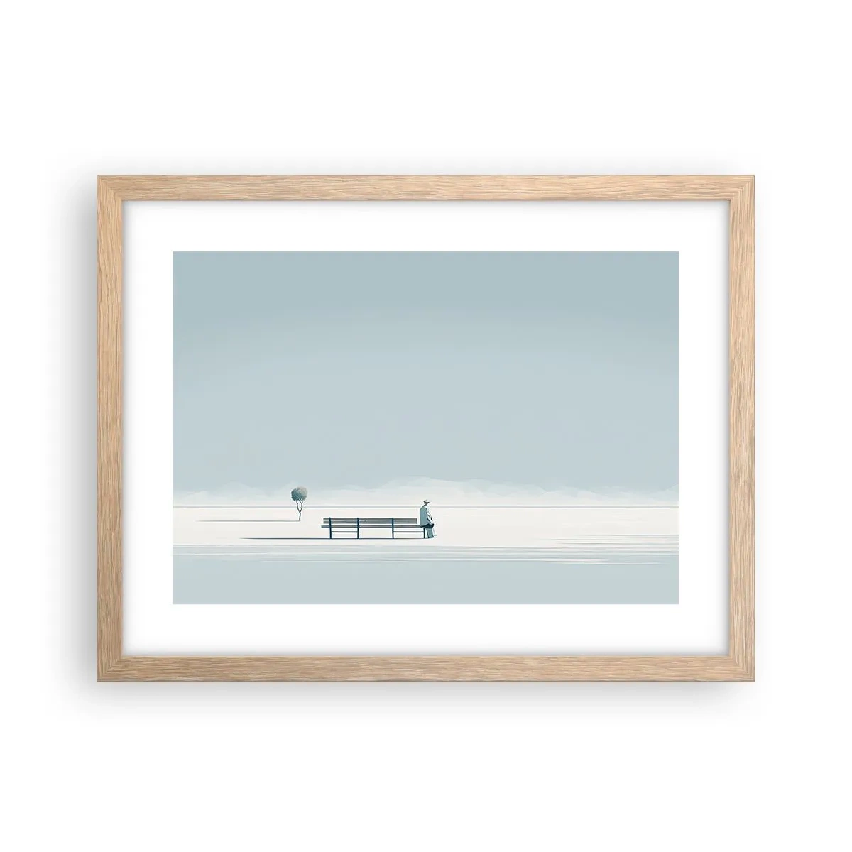 Een poster in een licht eiken lijst - Ja, ik wacht. - 40x30 cm