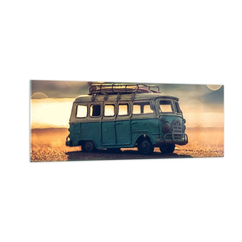 Schilderen op glas - Het einde van idolen: geld en werk - 140x50 cm