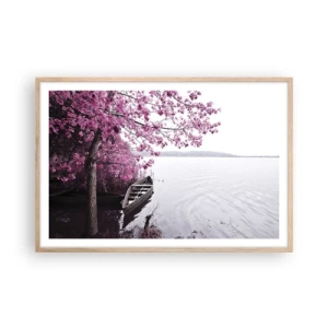 Een poster in een licht eiken lijst - In roze stilte - 91x61 cm