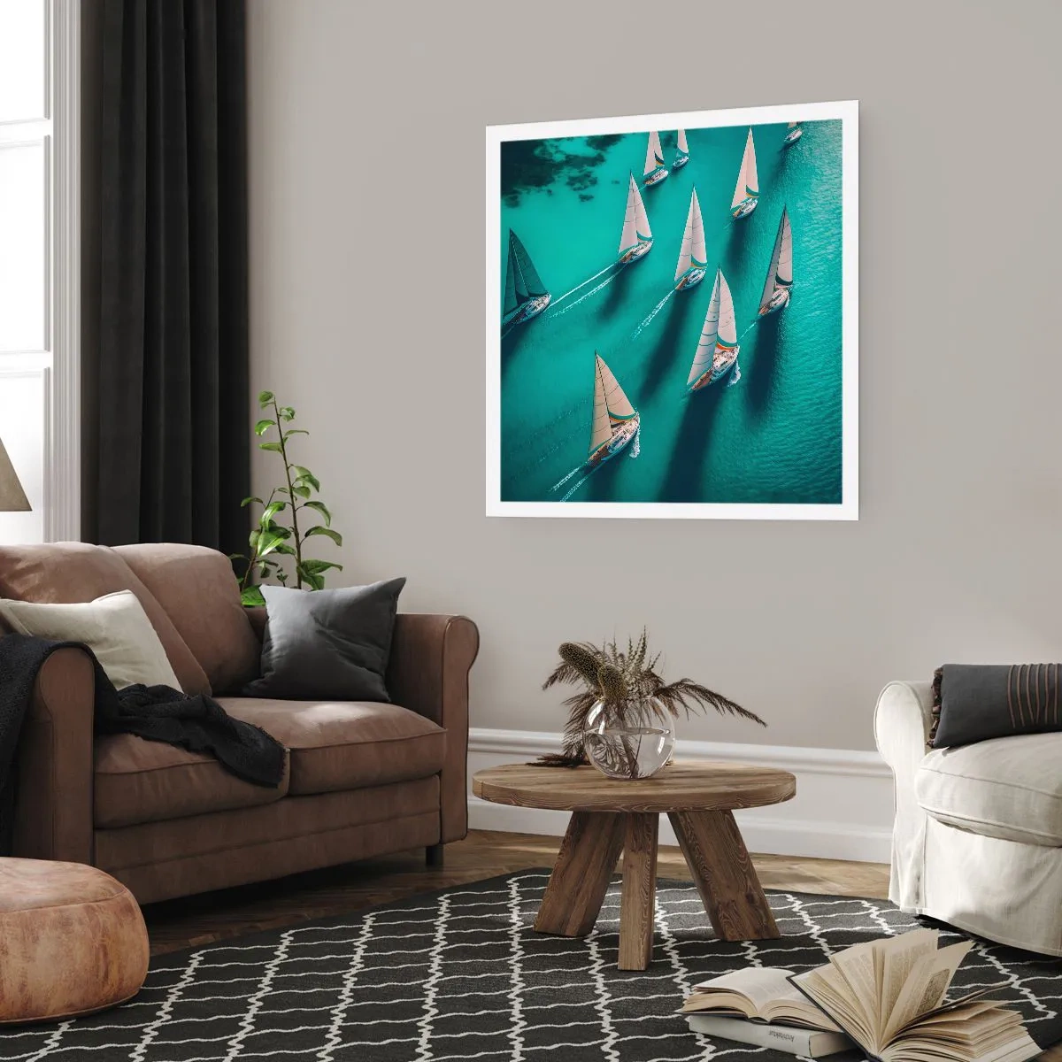 Poster - In een wedstrijd met de wind - 30x30 cm