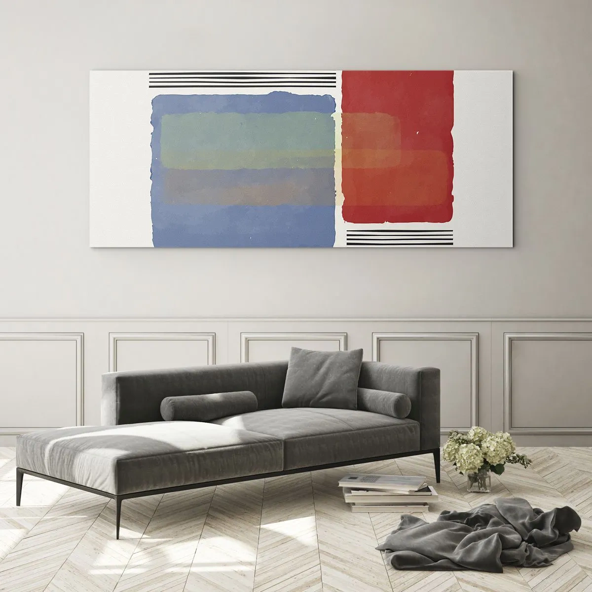 Schilderen op glas - De geest en de letter van de geometrie - 100x40 cm