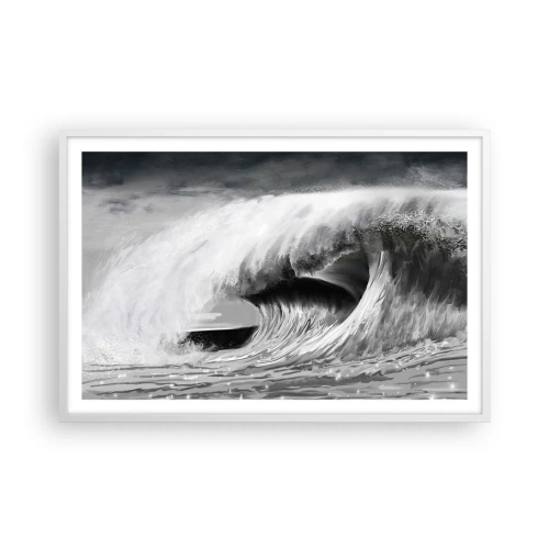 Poster in een witte lijst - De woede van de oceaan - 91x61 cm