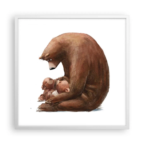 Poster in een witte lijst - Zoete dromen, kinderen - 60x60 cm