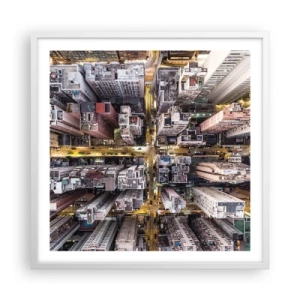 Poster in een witte lijst - Groeten uit Hong Kong - 60x60 cm