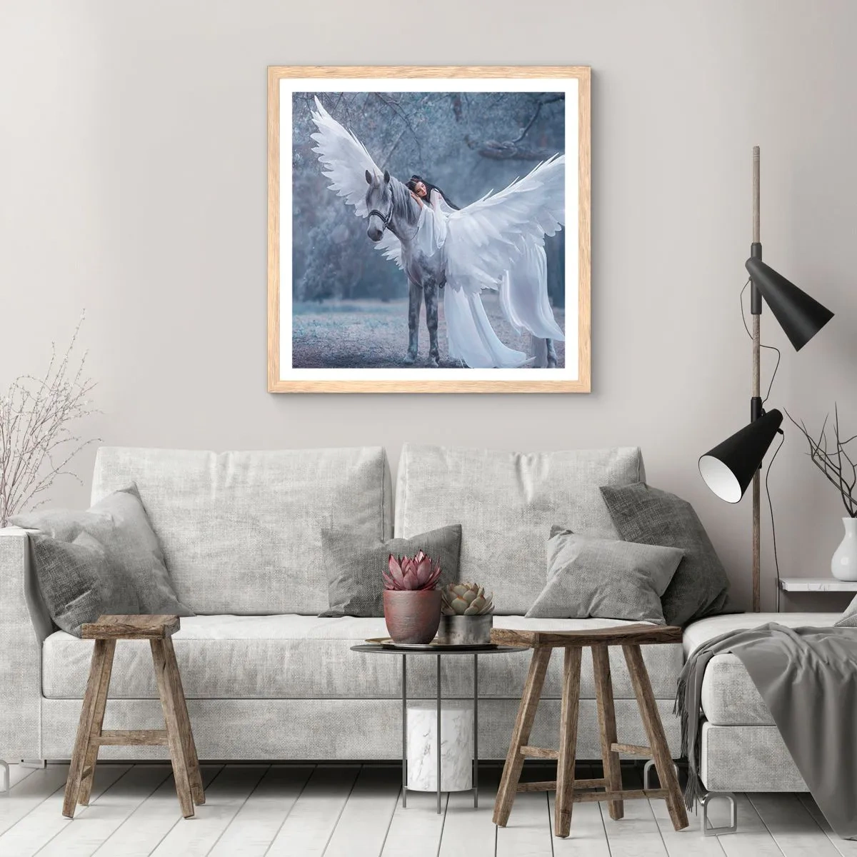 Een poster in een licht eiken lijst - Een geïnspireerd moment - 60x60 cm