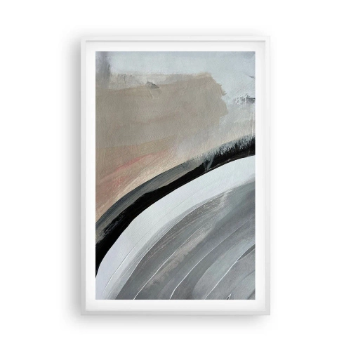Poster in een witte lijst - Compositie: boog van zwart en grijs - 61x91 cm