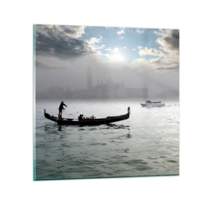 Schilderen op glas - Een fantastische stad van water en mist - 70x70 cm