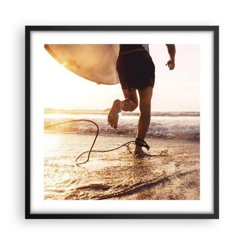 Poster in een zwarte lijst - Om de golf te ontmoeten - 50x50 cm
