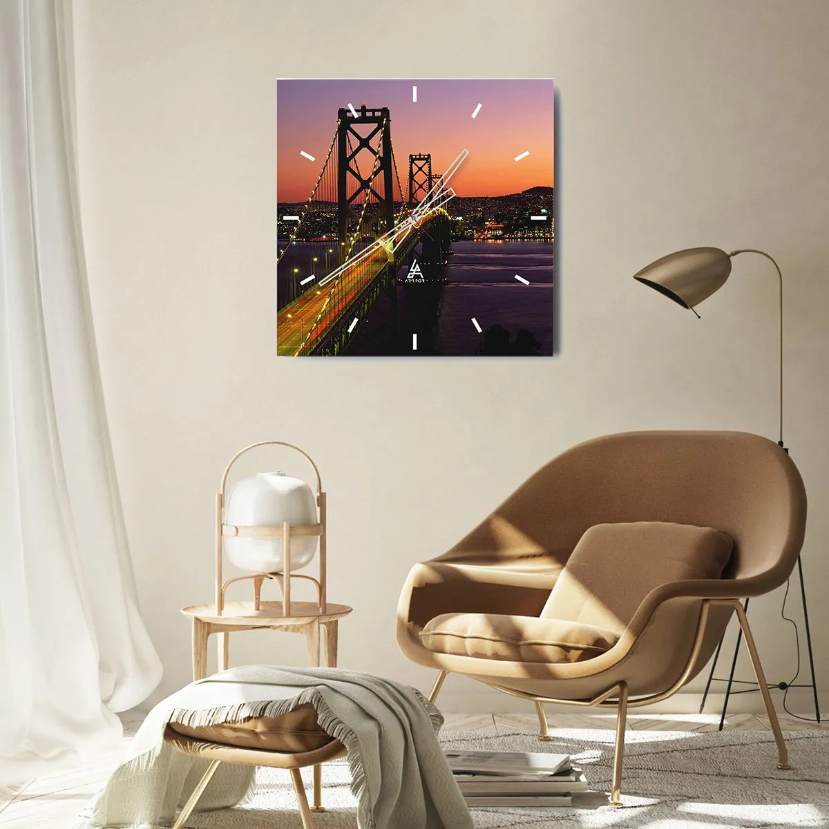 Wandklok - Klok - Violette avond - 40x40 cm