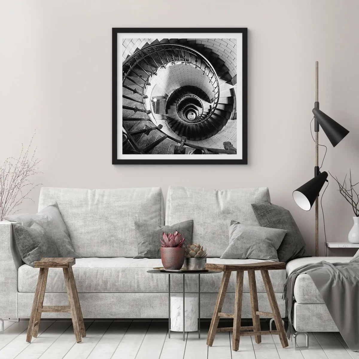 Poster in een zwarte lijst - Hoger en hoger - 30x30 cm