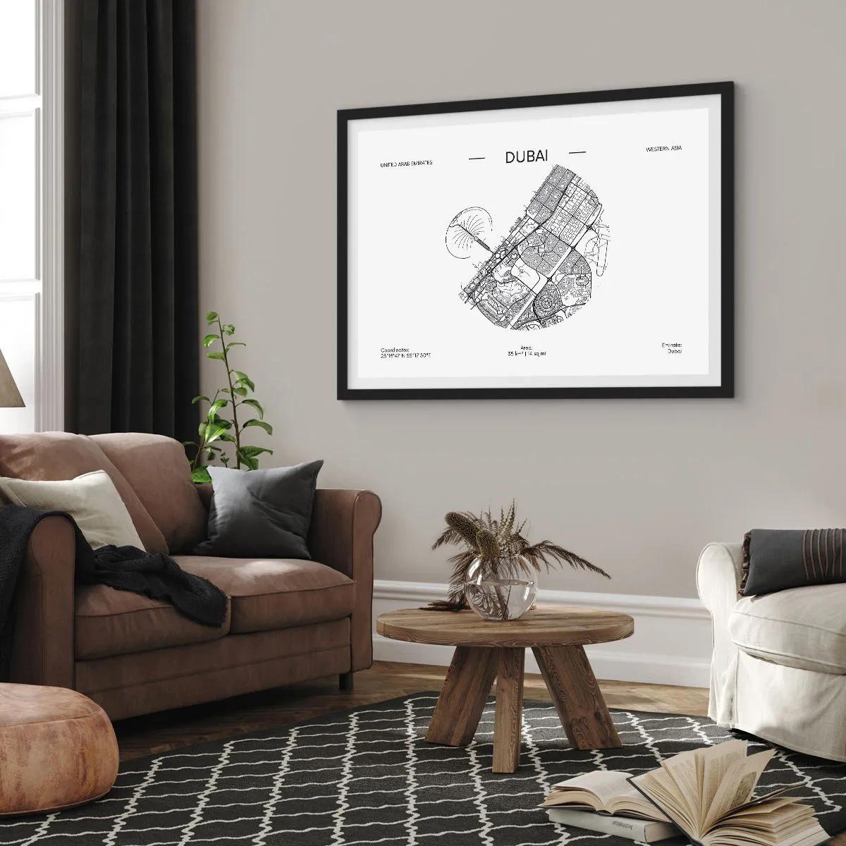 Poster in een zwarte lijst - Anatomie van Dubai - 91x61 cm
