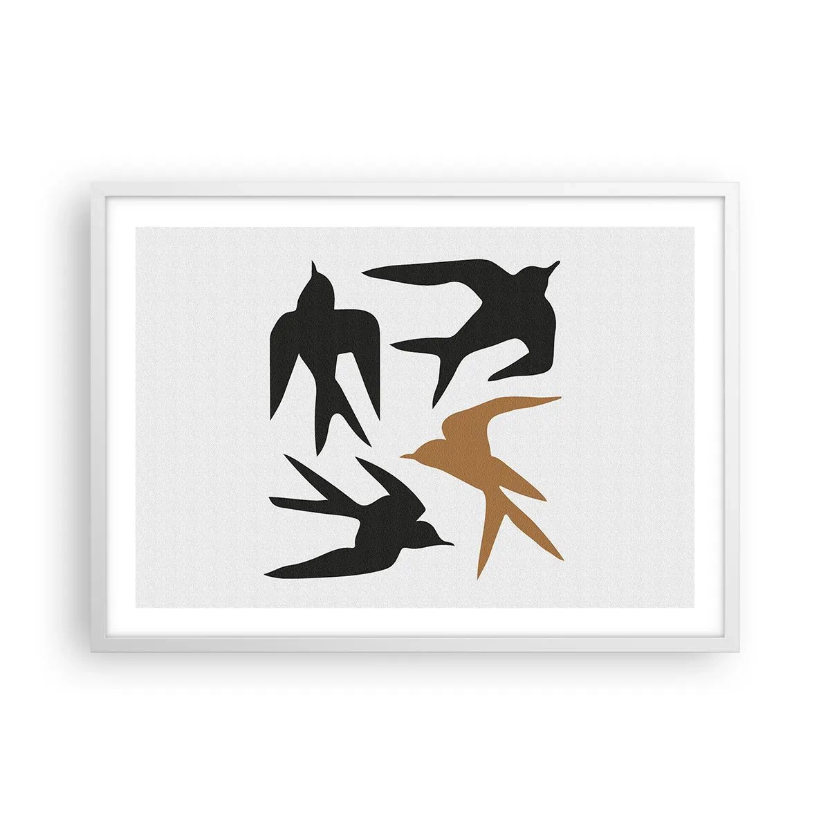Poster in een witte lijst - Zwaluwen spel - 70x50 cm