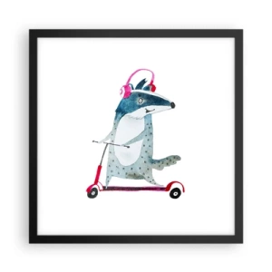 Poster in een zwarte lijst - Badger vreugde - 40x40 cm