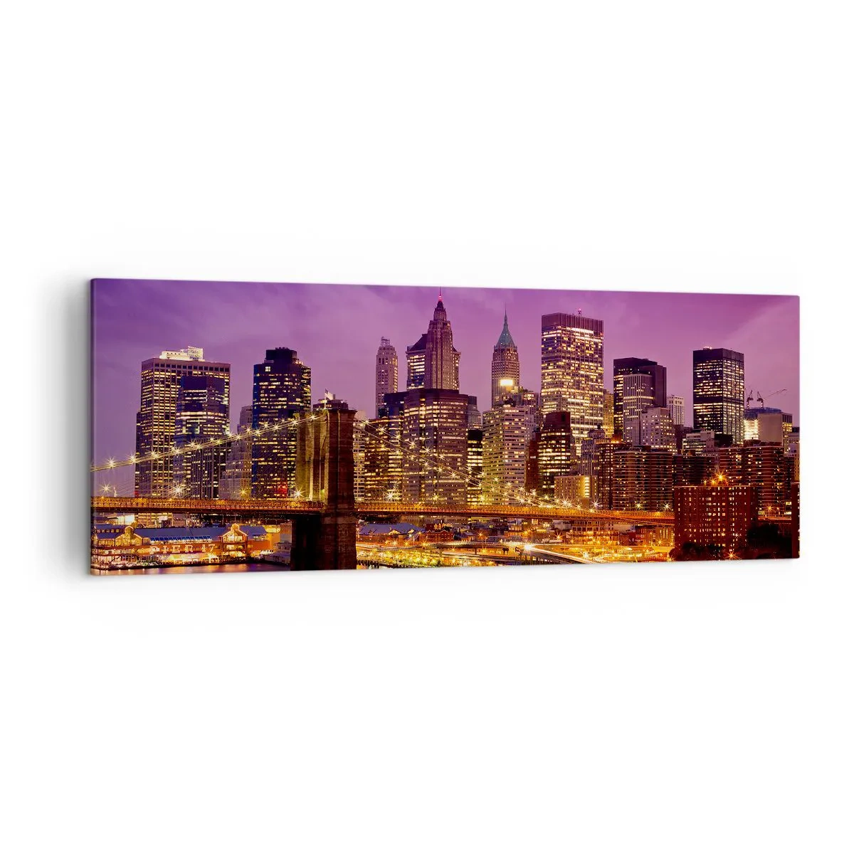 Schilderen op canvas - Violet-goud Manhattan - 140x50 cm