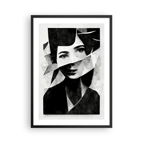 Poster in een zwarte lijst - Portret van een vrouw in een abstracte compositie - 50x70cm - Echt wat je bent... - Moderne wanddecoratie voor woonkamer en slaapkamer ARTTOR