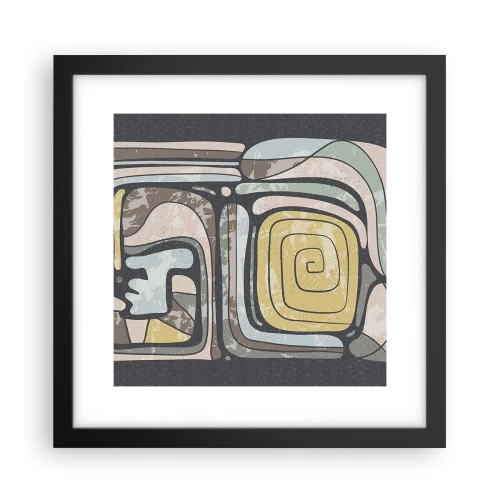 Poster in een zwarte lijst - Abstractie in de precolumbiaanse geest - 30x30 cm