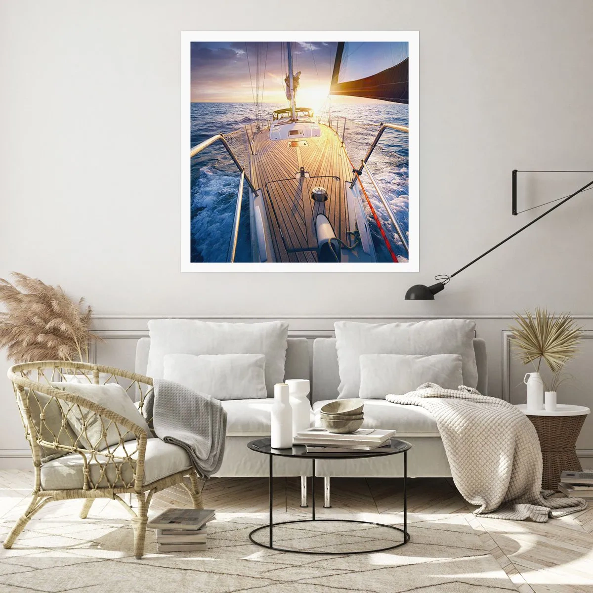 Poster - Lopend op de golven - 60x60 cm