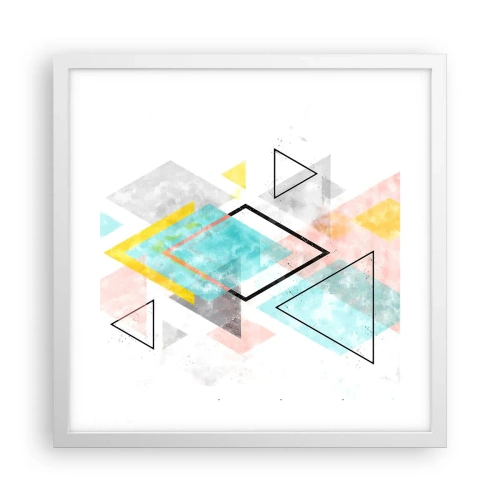 Poster in een witte lijst - Geometrisch spel - 40x40 cm