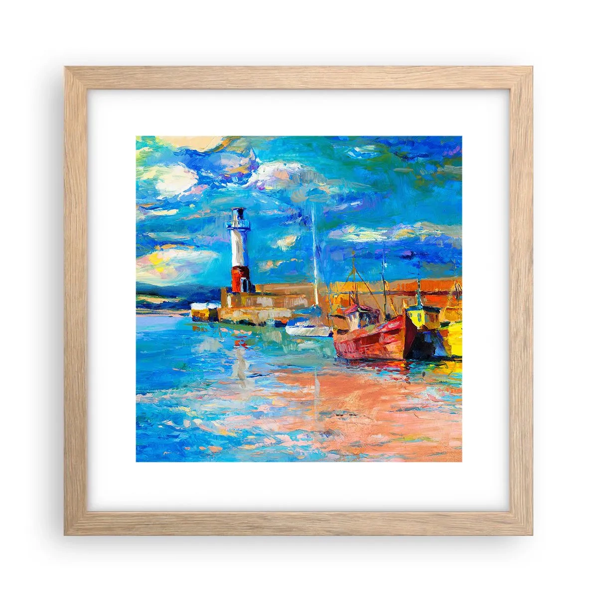 Een poster in een licht eiken lijst - Een middag in de regenboogbaai - 30x30 cm