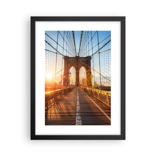 Poster in een zwarte lijst - Op de gouden brug - 30x40 cm