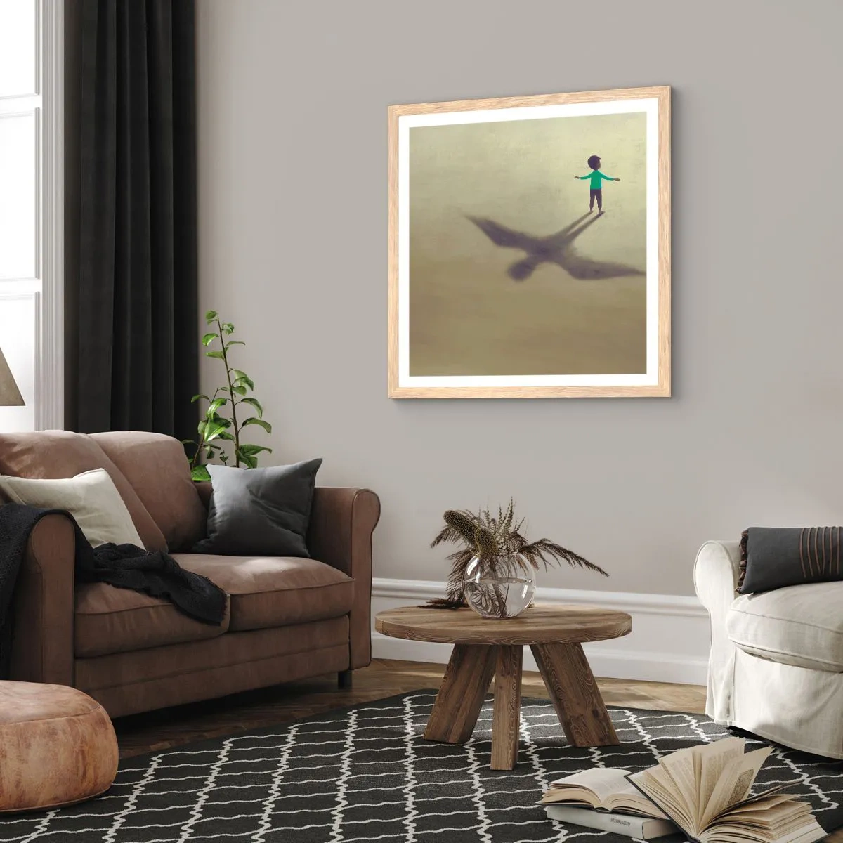 Een poster in een licht eiken lijst - De held van de toekomst - 30x30 cm