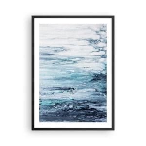 Poster in een zwarte lijst - Abstract patroon in tinten blauw en grijs - 50x70cm - Blauwe ijspegels - Moderne wanddecoratie voor woonkamer en slaapkamer ARTTOR