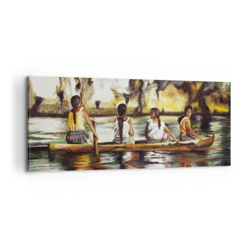 Schilderen op canvas - In een Polynesisch paradijs - 100x40 cm