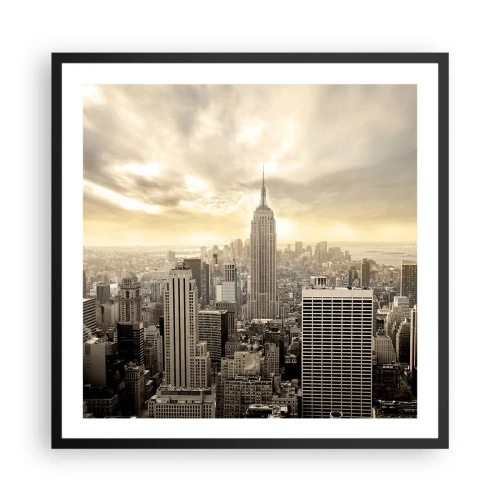 Poster in een zwarte lijst - New York geweven van grijs - 60x60 cm
