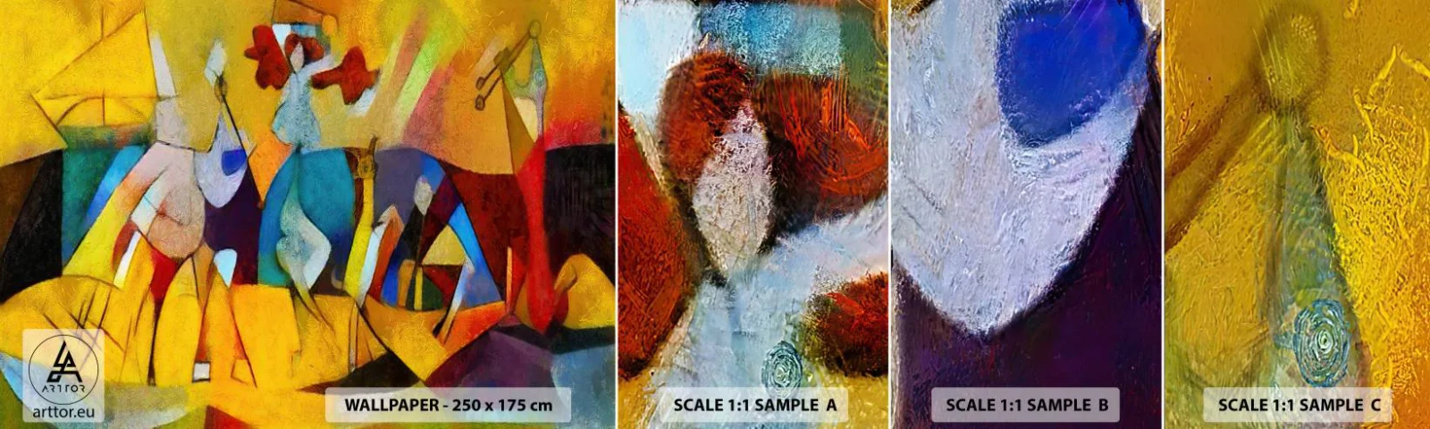 Fotobehang Monster Zelfklevend Deluxe Sticker - Zon - leven - vreugde - Dieren, Afrika, Kubisme - 100x30 cm