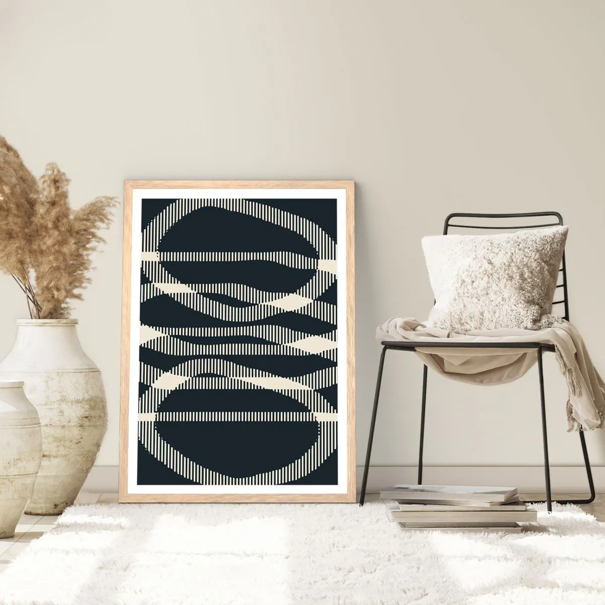 Een poster in een licht eiken lijst - Een poging om de duisternis te doorbreken - 50x70 cm