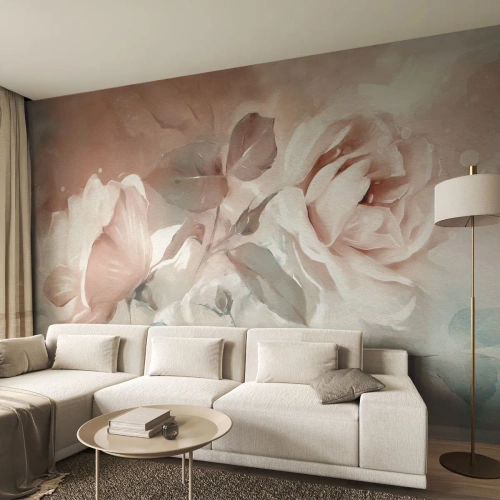 Fotobehang Premium Sand - De geest van de romantiek - Bloemen, Romantisch, Rozen - 200x140 cm