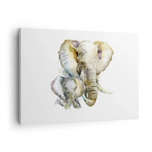 Schilderen op canvas - Aquarel olifanten in subtiele kleuren - 70x50cm - Er gaat niets boven mama - Moderne wanddecoratie voor woonkamer en slaapkamer ARTTOR