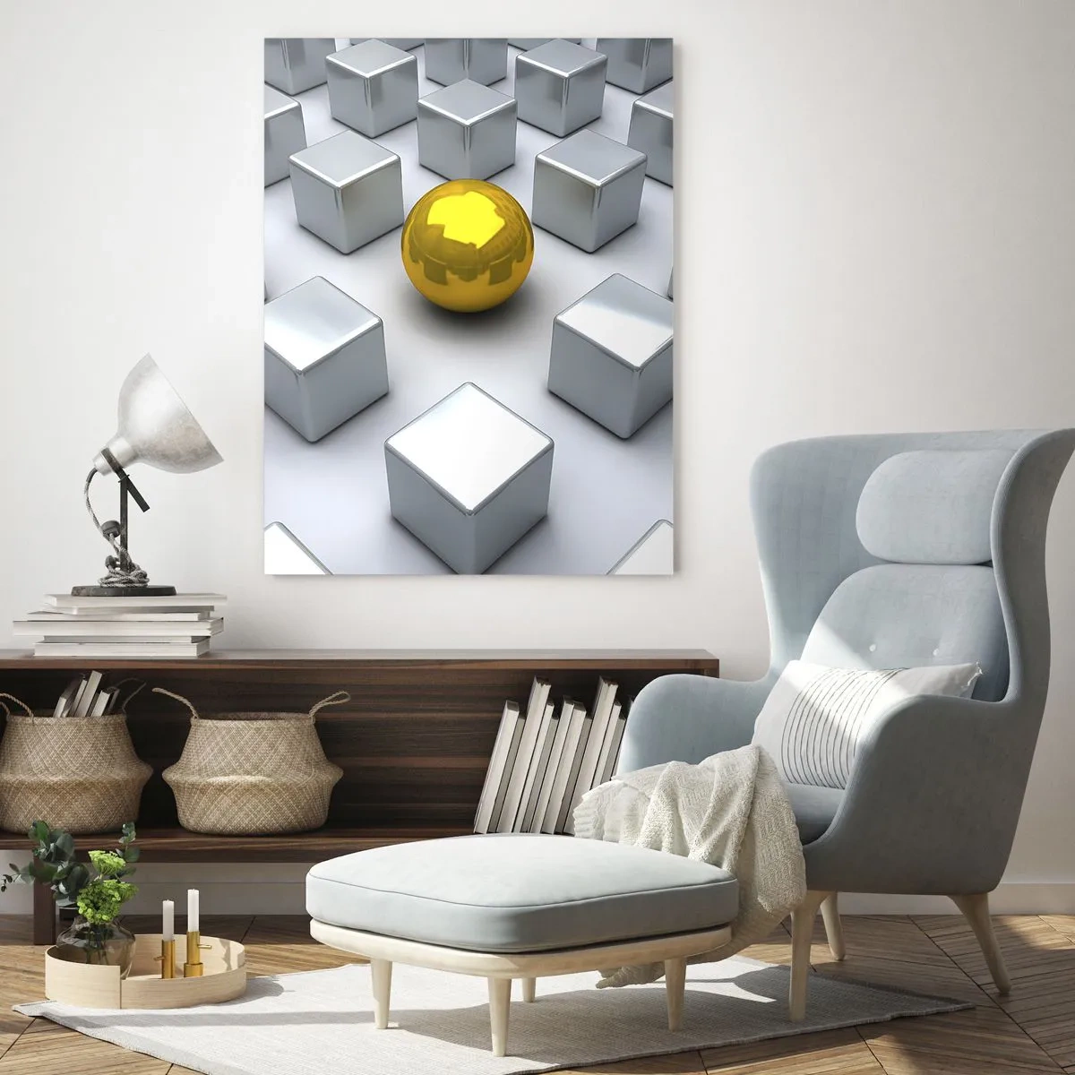 Schilderen op glas - Waarom ik? Geometrische compositie - 50x70 cm